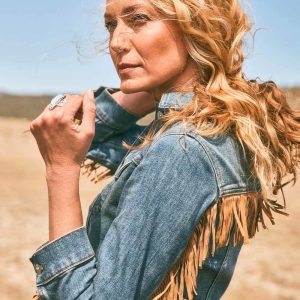 Cropped-Fit Fringe Denim Jacket