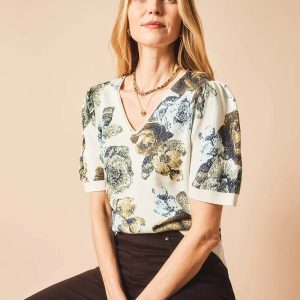 Floral V-Neck Sweater Tee