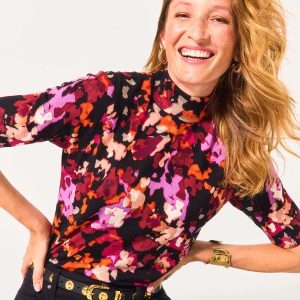 Ella Mockneck Painterly Pullover Sweater