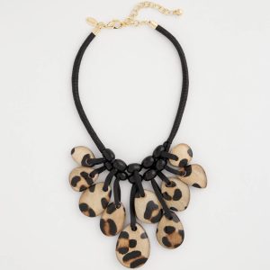 Chico's Originals Leather Animal Corded Bib Necklace