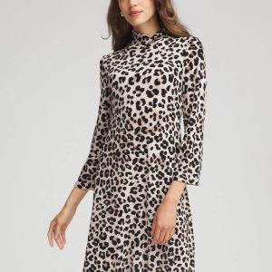 Travelers™ Animal-Print Mockneck Midi Dress