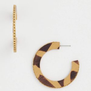 Animal Wood Hoop Earrings