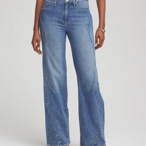 Petite Appliqué High-Rise Wide-Leg Jeans