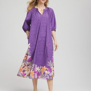 Floral Poplin Midi Day Dress