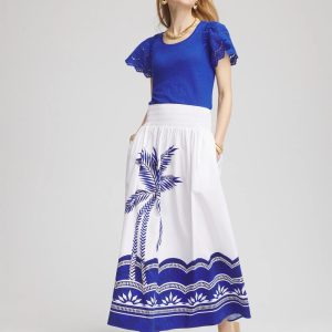 Tropical Smocked Waist Pull-On Skirt