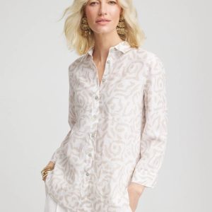 No Iron™ Animal Print Linen Shirt