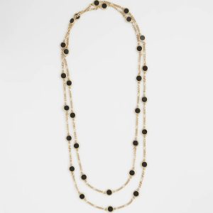 Black Enamel Round Opera Necklace