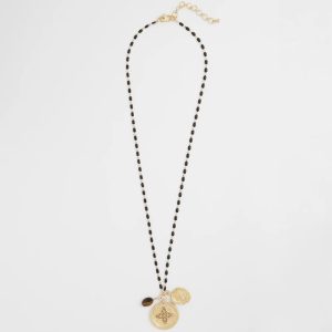 Tiger's Eye Stone Medallion Necklace