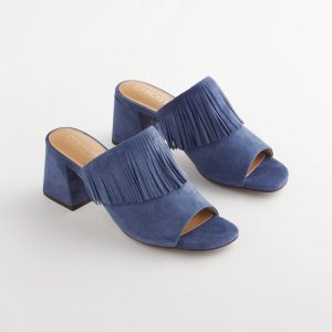 Blue Lotus Suede Fringe Block Heels