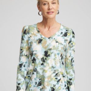 Printed Slub Puff-Sleeve Tee
