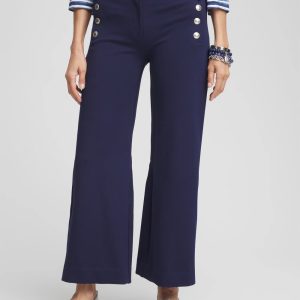 Button Knit Twill Cropped Pants