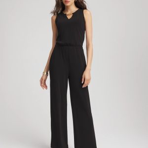 Petite Travelers™ Jersey Knit Chain-Trim Jumpsuit
