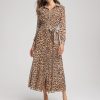 Petite Cheetah-Print Godet Dress