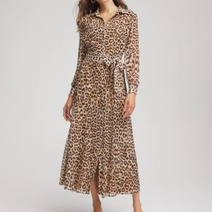 Petite Cheetah-Print Godet Dress