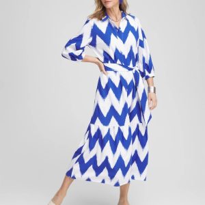Petite Chevron Striped Shirtdress