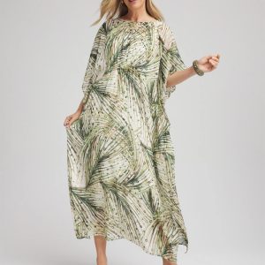 Petite Crinkle-Chiffon Kaftan Dress