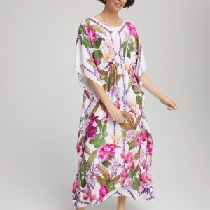 Petite Island Cinch-Waist Kaftan Dress