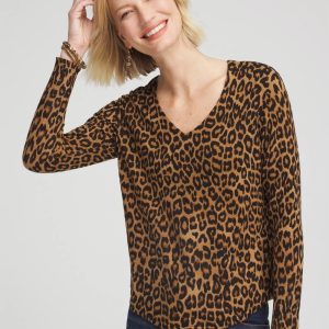 Ella V-Neck Printed Pullover Sweater