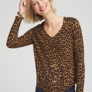 Ella V-Neck Printed Pullover Sweater