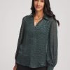 Clip-Dot Billow-Sleeve Blouse