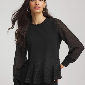 Clip-Dot Peplum Top