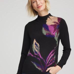 Ella Mockneck Jacquard Pullover Sweater