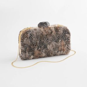 Hand-Made Feather Clutch Shoulder Bag