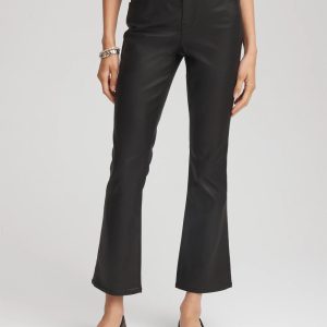 Coated Girlfriend Cropped Flared Jeans