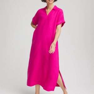 Petite Linen Popover Kaftan Dress
