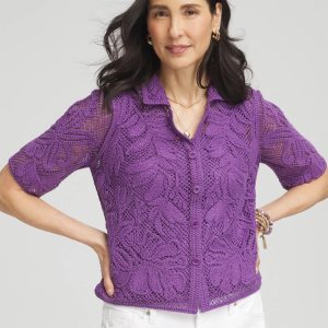 Palm-Frond Crochet-Lace Shacket