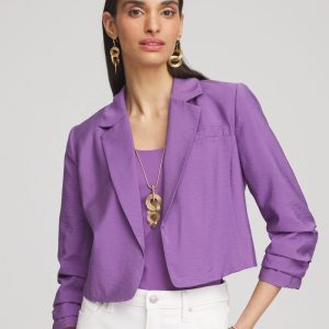 Cropped Ruched Sleeve Blazer