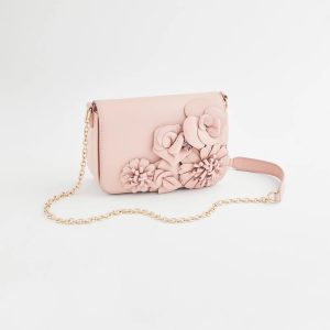 Floral Appliqué Leather Crossbody Bag