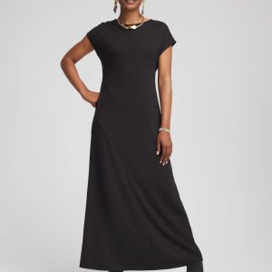Dolman-Sleeve Ponte  Maxi Dress