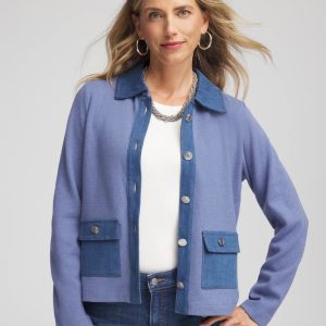 Denim Colorblock Marl Shirt Jacket