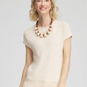 Fringe-Hem Dolman Sweater Tee