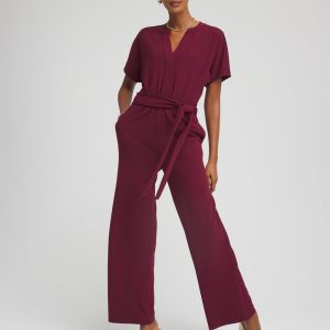Belted Dolman-Sleeve Jumpsuit