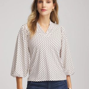 Bubble-Sleeve Smocked Top