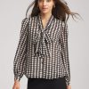 Clip-Dot Tie-Front Blouse