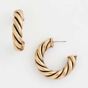 Gold Twisted Hoop Earrings