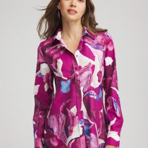 No Iron™ Floral-Paint-Print Shirt
