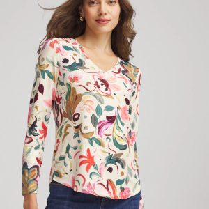 Floral Touch of Cool™ V-Neck Layering Tee