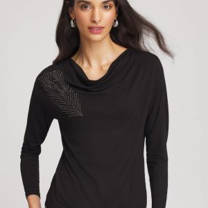 Embellished Cowlneck Dolman Tee