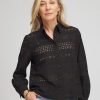 Embroidered Eyelet Collared Shirt