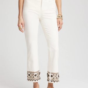 Girlfriend Embroidered Kick Flare Jeans