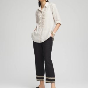 Linen Elastic Waist Cropped Pants