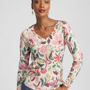 Ella V-Neck Floral Pullover Sweater