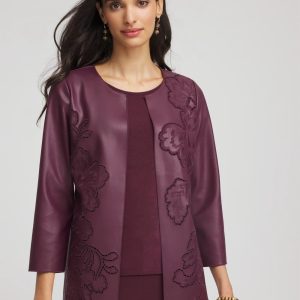 Travelers™ Collection Faux Leather Embroidered Jacket