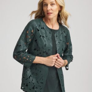 Travelers™ Collection Faux Leather Floral Jacket