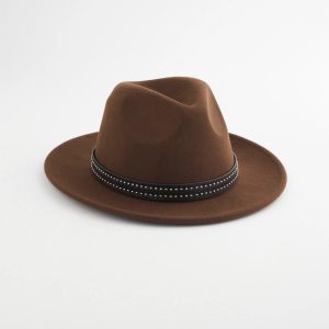 Studded Wool Felt Fedora Hat