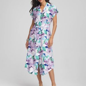 Hammered Rayon Midi Shirtdress